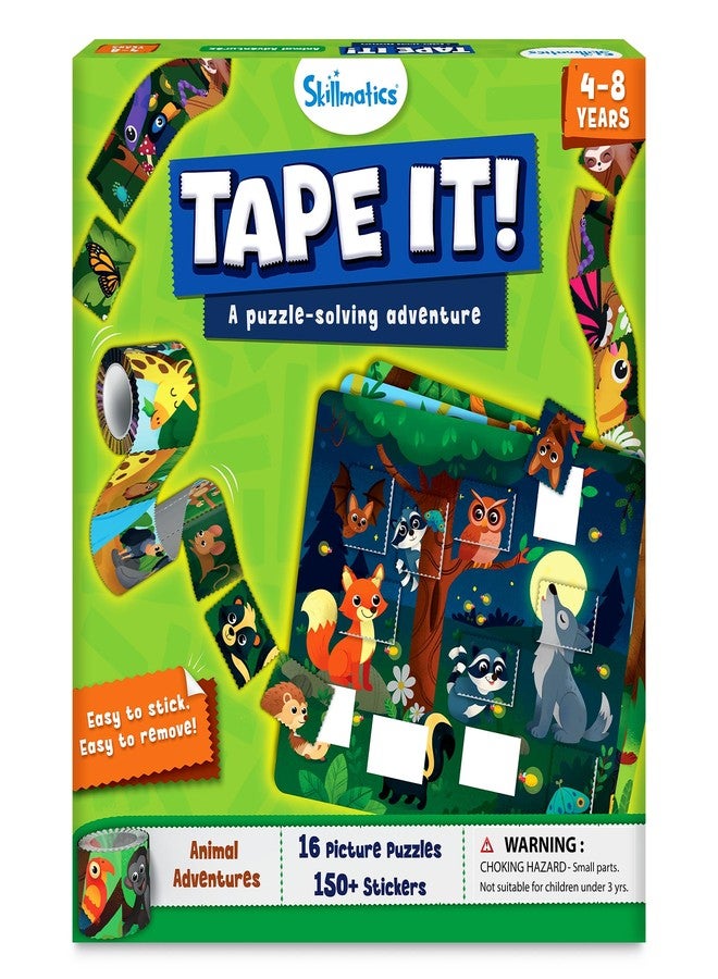 Skillmatics Puzzle Activity - Tape It Animals, 150+ Easy-Tear Stickers, Art & Craft Kit, Educational Fine Motor Skills & Travel Toy, Gift for Kids Ages 4, 5, 6, 7, 8 - Image 1
